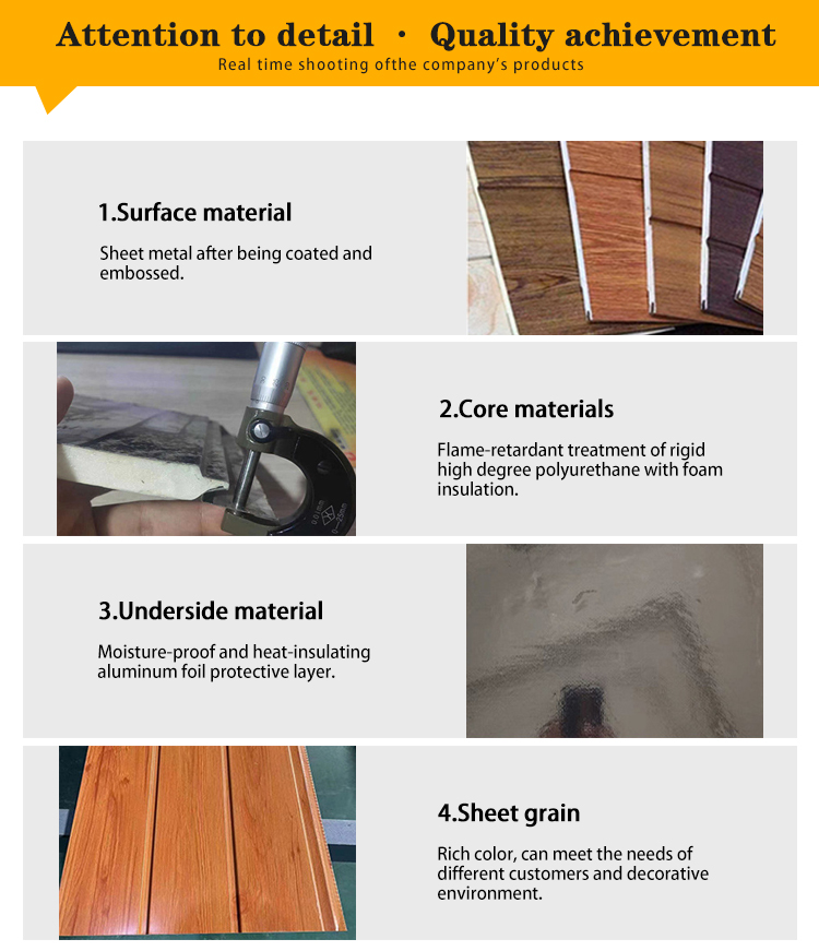 Thermal insulation Carved Metal composite sandwich panels