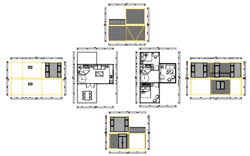 The design features of a modular corrugated container house