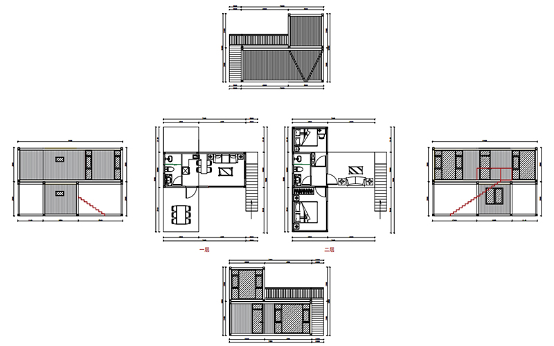 The design features of a modular corrugated container house