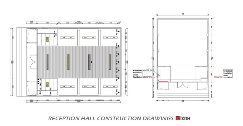 Export US Flat pack container houses used as reception halls and conference centers