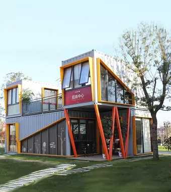 corrugated shipping container houses for constructing a two-storey villa next to a tennis court