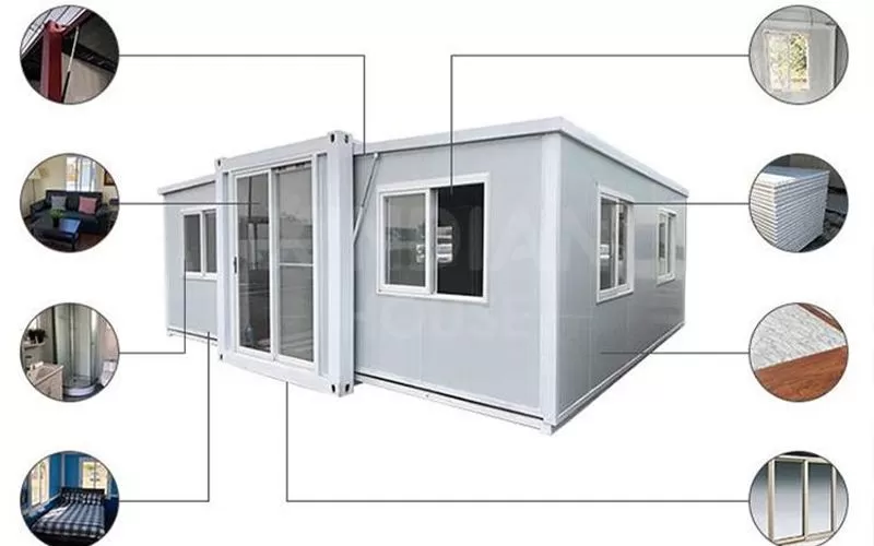 Expandable Shipping Container Frame House Prefabricated Prefab Modern Luxury Villa Home Customized Office Mall Small Home CN;HEB