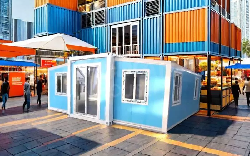 Customized 40ft Modern Small Home Prefabricated Portable Expandable Container Houses Kitchen Living Room Bedroom Office Mall Use