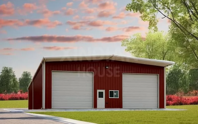 The steel structure serves as a garage for vehicle protection