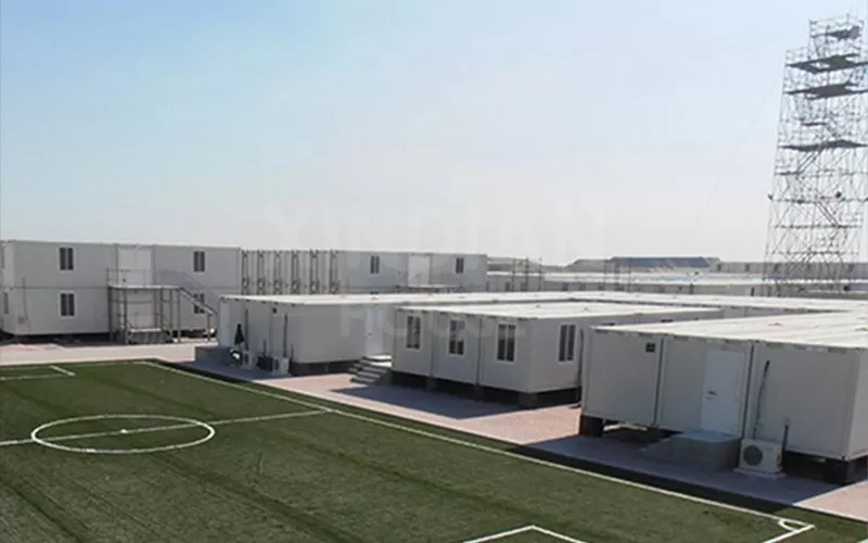 Modular containerized housing for disaster relief camps