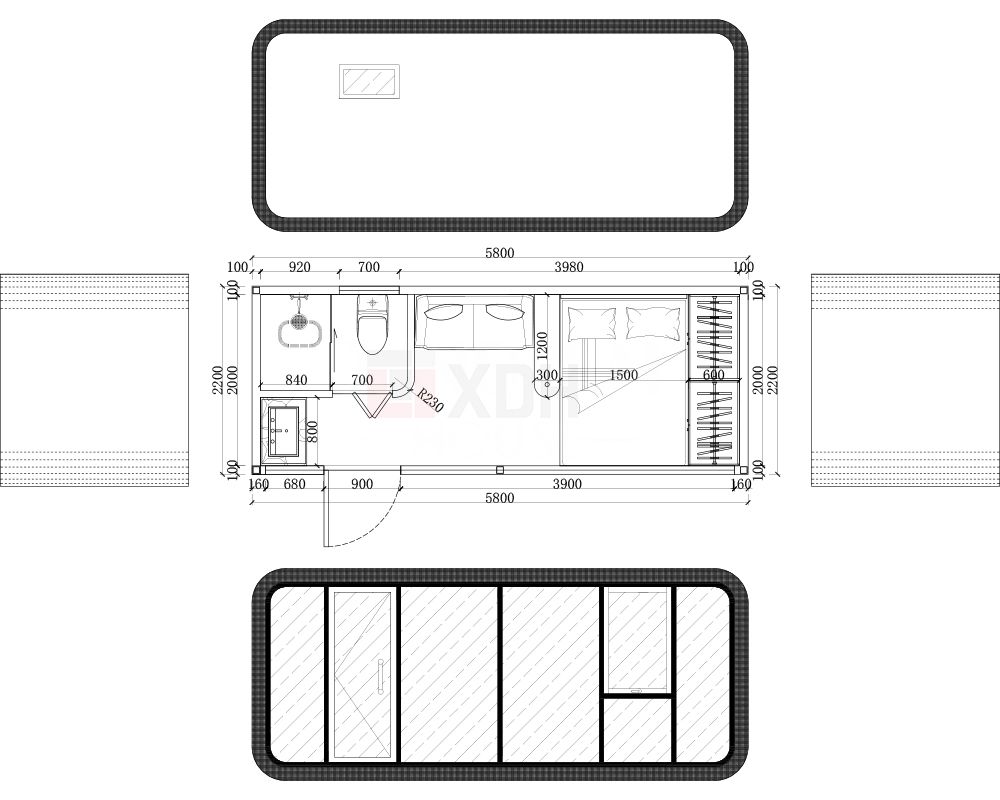 Tiny House 30ft Outdoor Modern Popular Prefab House Mobile Working House Office Pod Apple Cabin