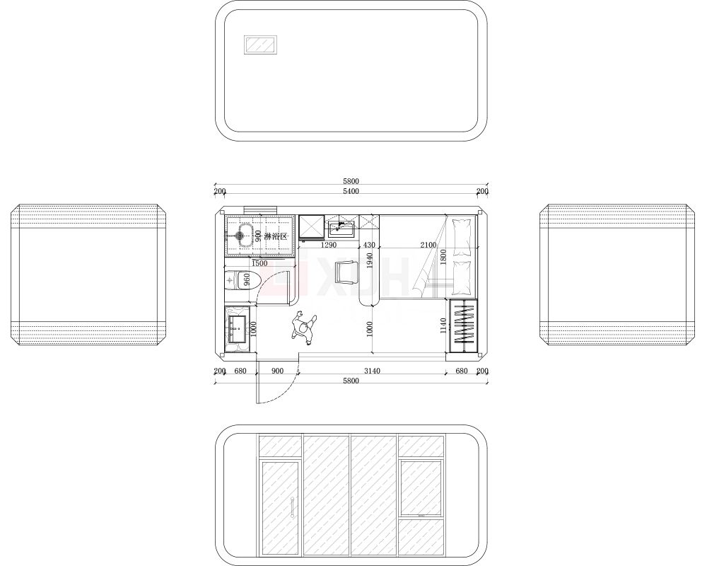 outdoor living and working modern modular 20ft pod movable house smart apple cabin capsule house