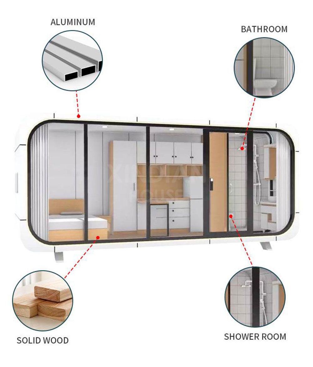 modern design office pod prefabricated mobile aluminum apple cabin capsule frame house