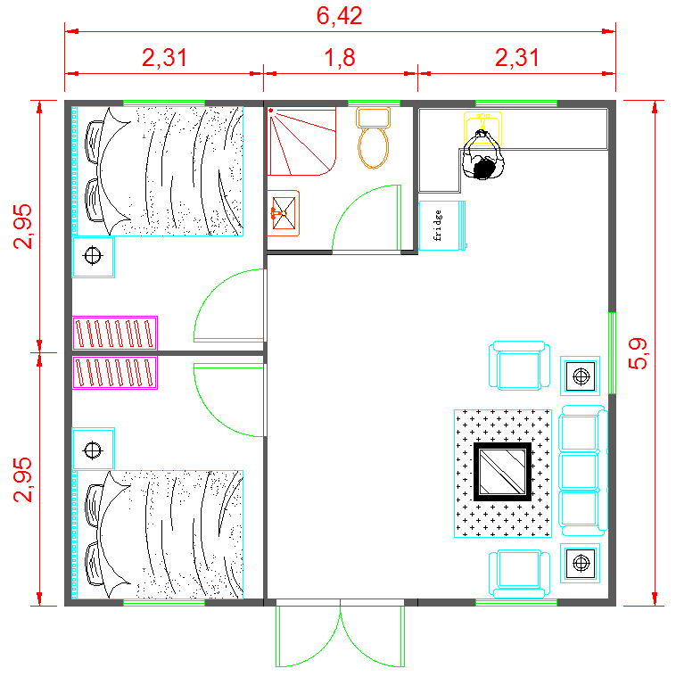 flat roof double wing expansion house