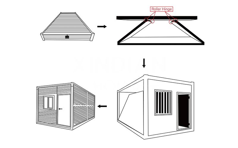 Prefab Z-Type Portable House Kitchen Foldable Small Tiny Container Home 20FT Office