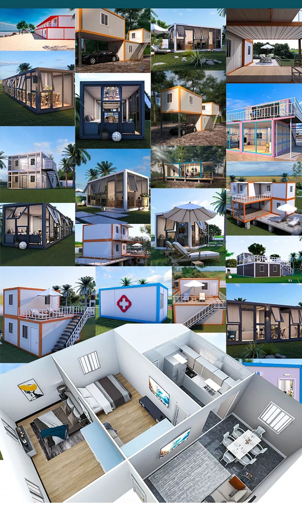 mobile home prefab Flat Pack prefabricated 100m2 container houses