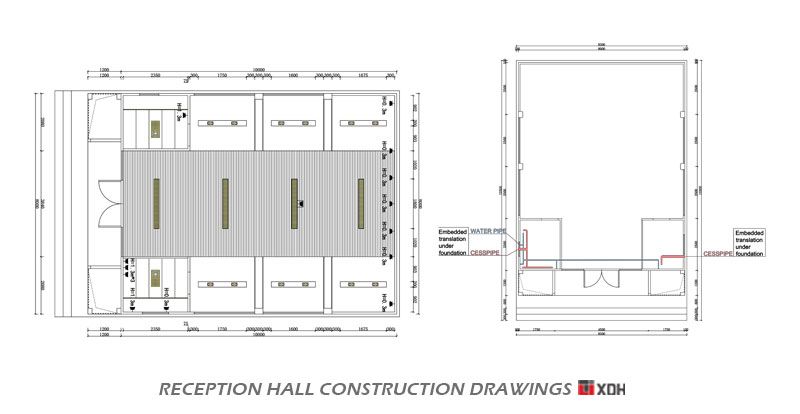 Supply golden supplier flat-pack container house reception hall and conference center