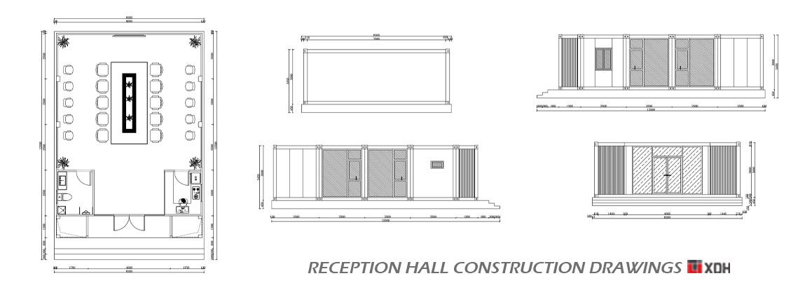 Supply golden supplier flat-pack container house reception hall and conference center