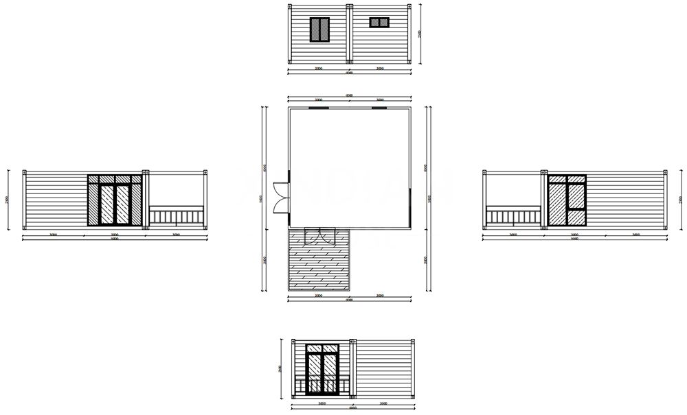 china luxury  flat pack modular house container  detachable customizable  2 room