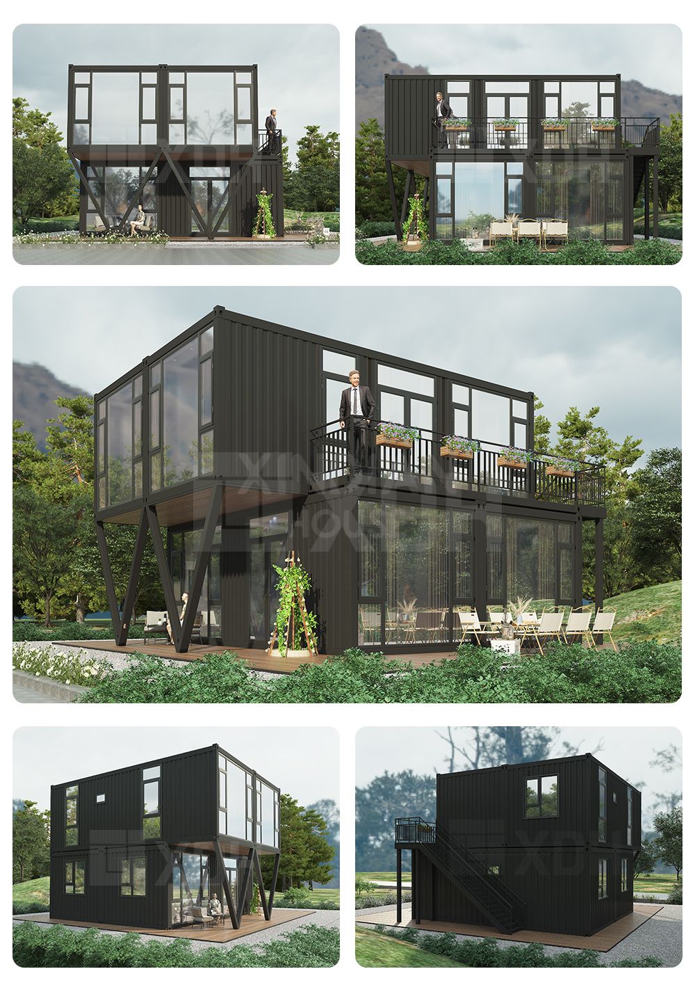 Fast install Steel Structure Luxury villa Two Storey Prefab House container house