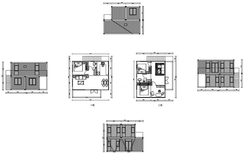 Fast install Steel Structure Luxury villa Two Storey Prefab House container house