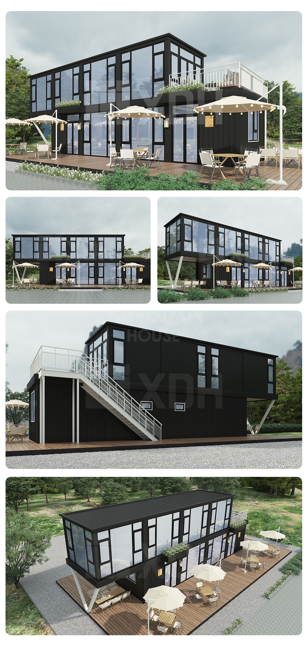 2 Stories shipping Container Frame House Prefabricated Prefab Modern Home Luxury Villa