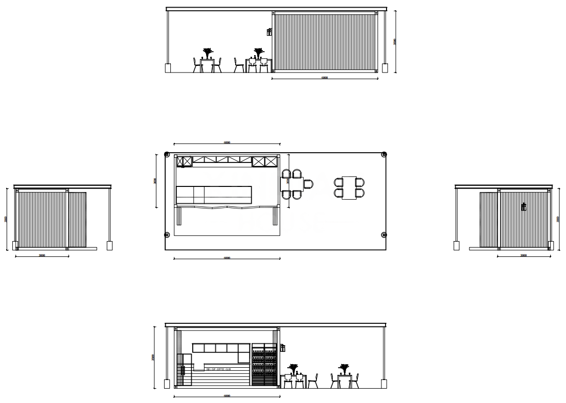 Chinese Cheap Movable pre fab house Modular building prefabricated cafe shop