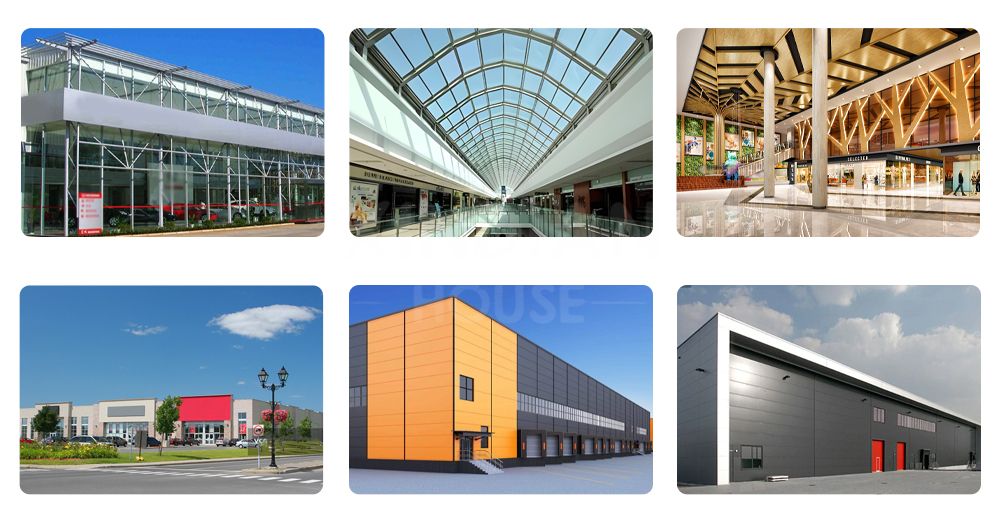 Low cost commercial industrial pre-engineered steel structure modern shopping center mall