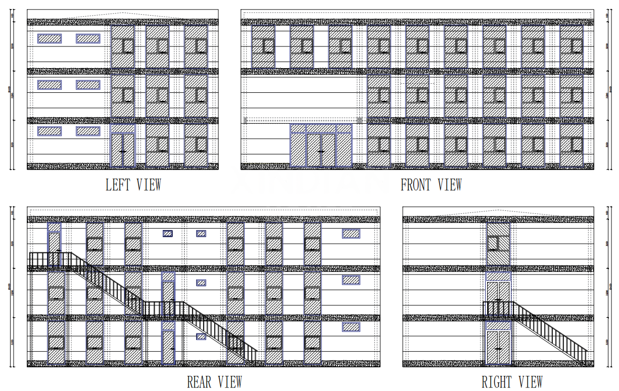 office building prefab flat pack detachable modular container house